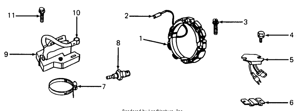 Engine Electrical Diagram and Parts List for 1105 0350039U-135292100-135292399-136292100 Cub Cadet Lawn Tractor